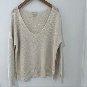 Lucky Brand Cream V-Neck Knit Sweater